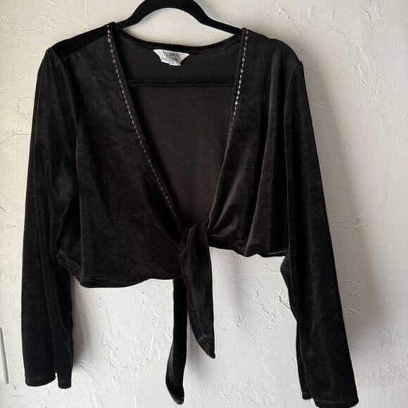 George Tank Top Vintage 90s‎ Set Womens 16W Velvet Mesh Beaded Plus Whimsigoth - Picture 6 of 10